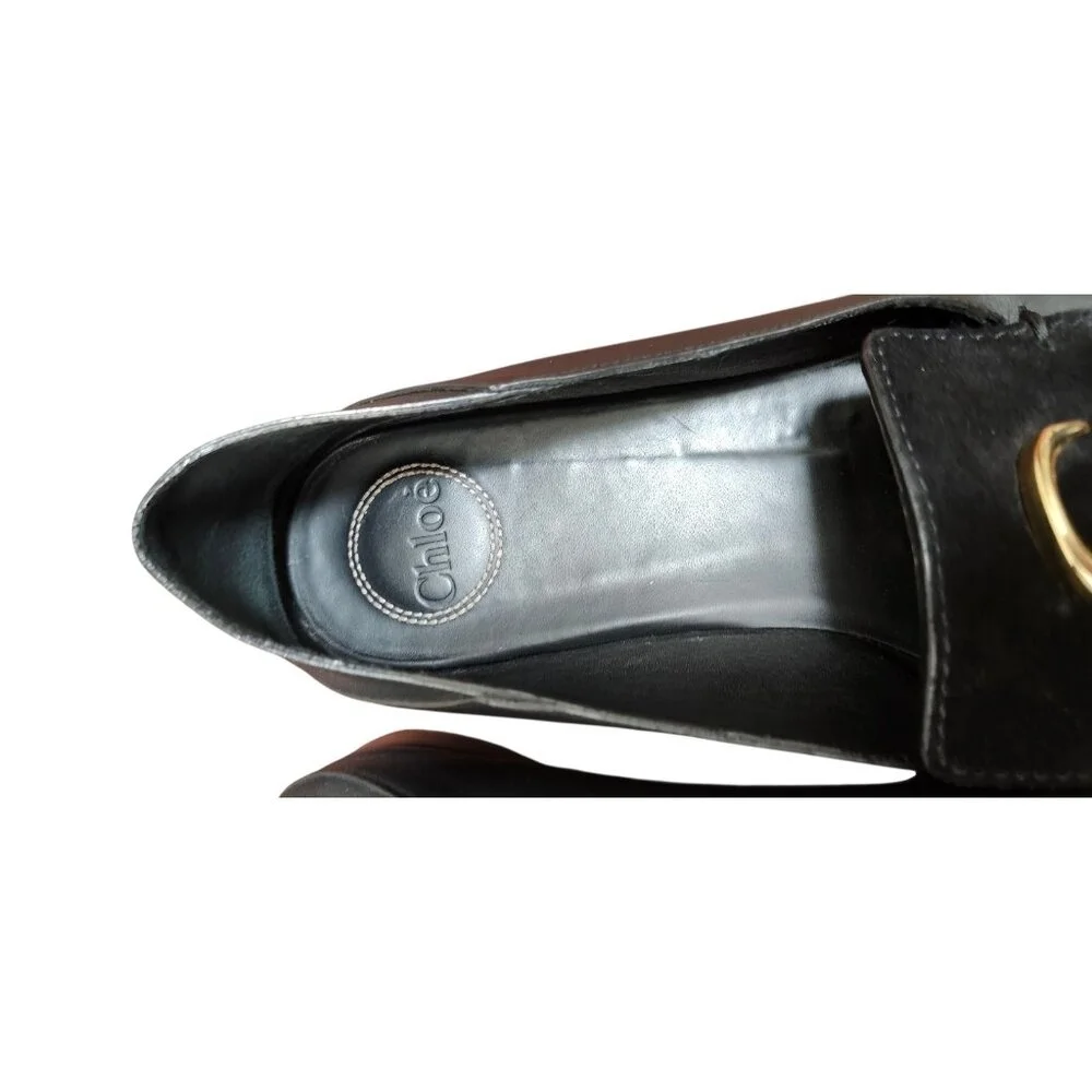 Chloe C Logo Convertible Suede Mule Nubuck Leather Loafers Size EU 42/US 11.5